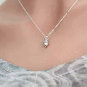 Elegant Sterling Silver Acorn Pendant Necklace